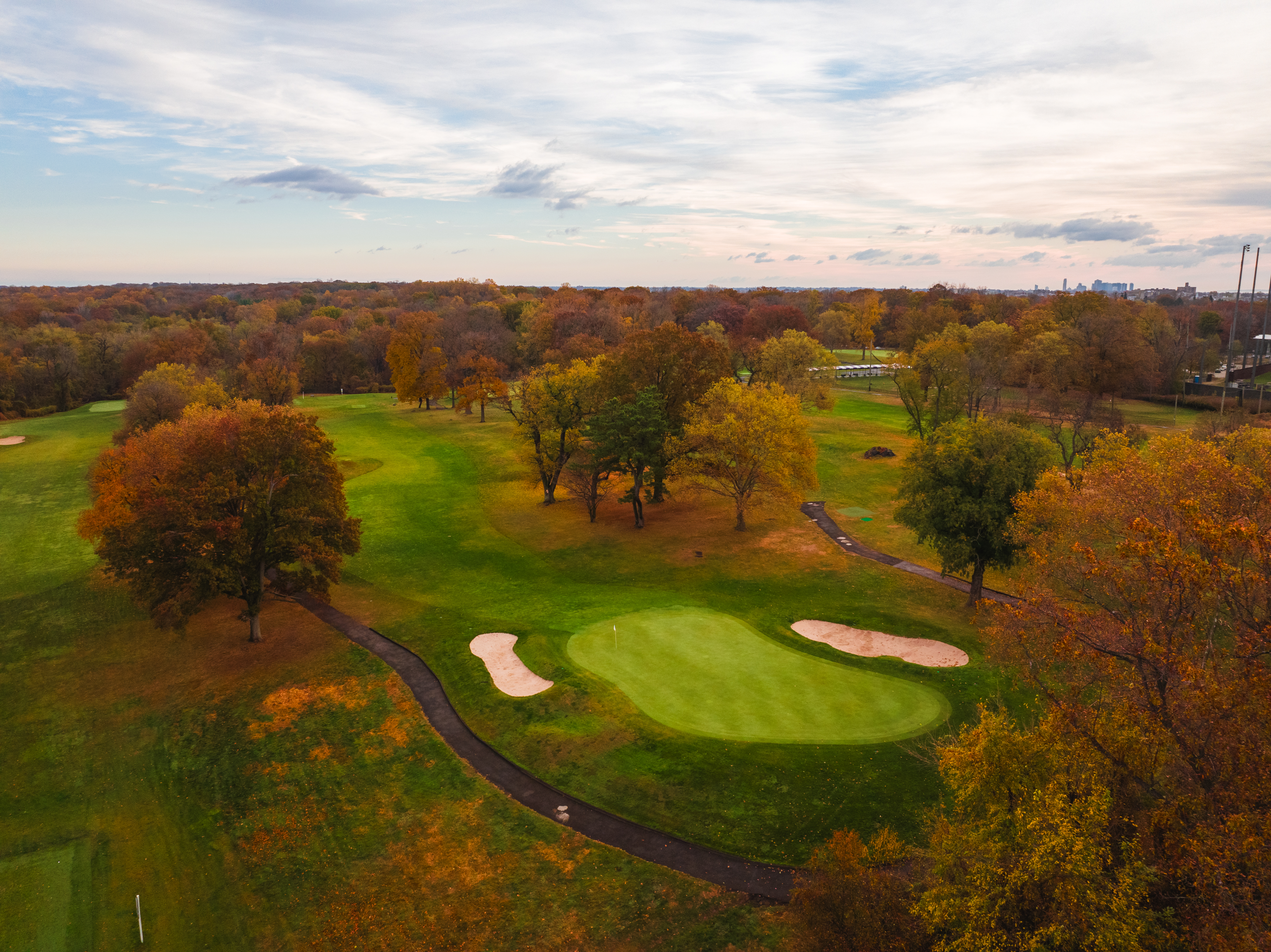 Bird's Eye View of Golf Course in Fall